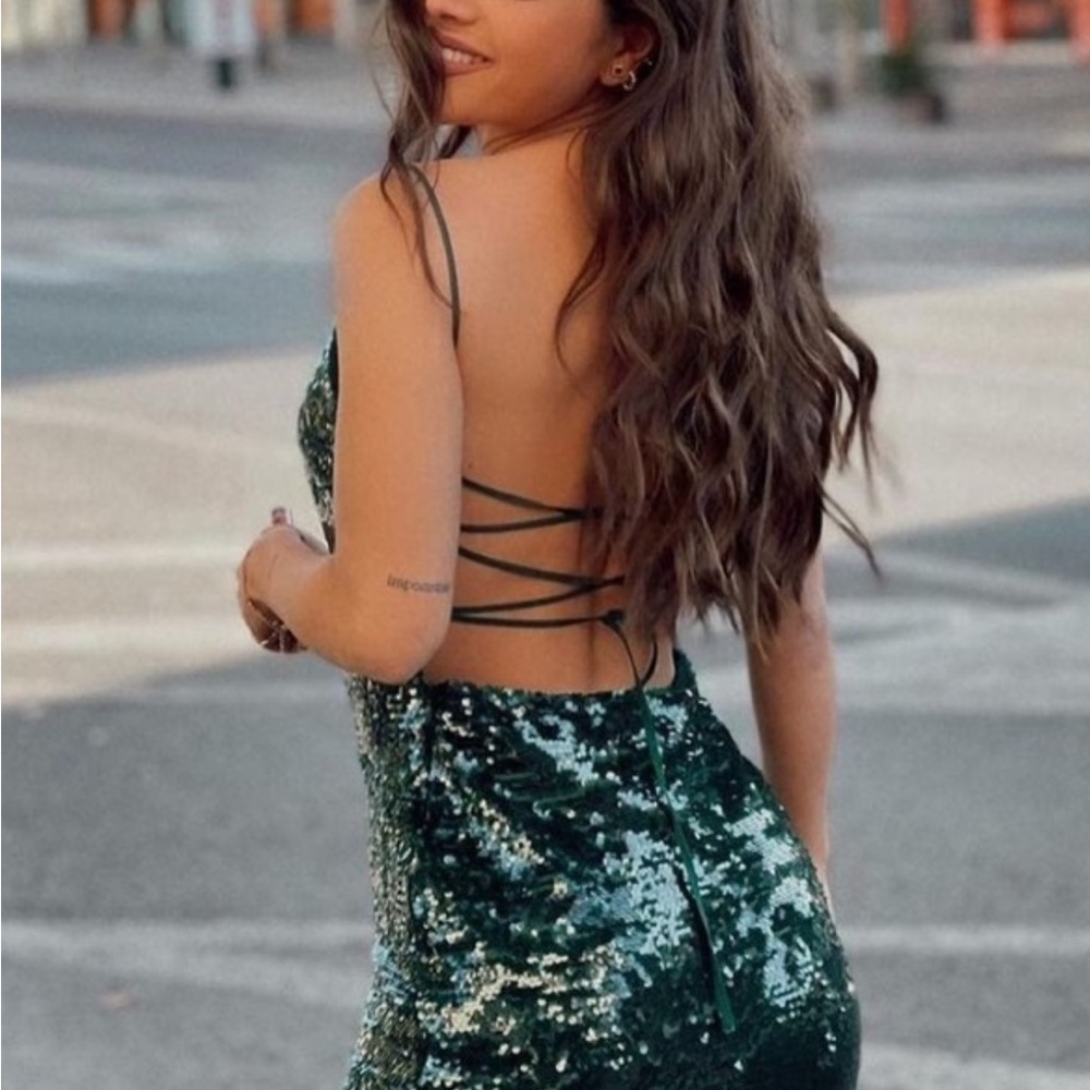 Zara Black Backless Sequin Dress - Picture 5 of 7